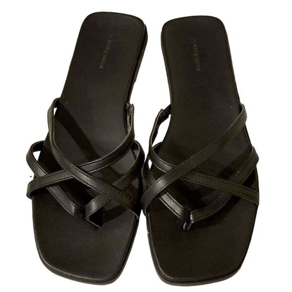 14th & Union caite flat black strappy sandals size 7 NWT - Picture 1 of 5